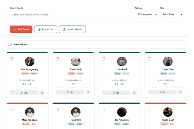 Guest List and RSVP Mockup